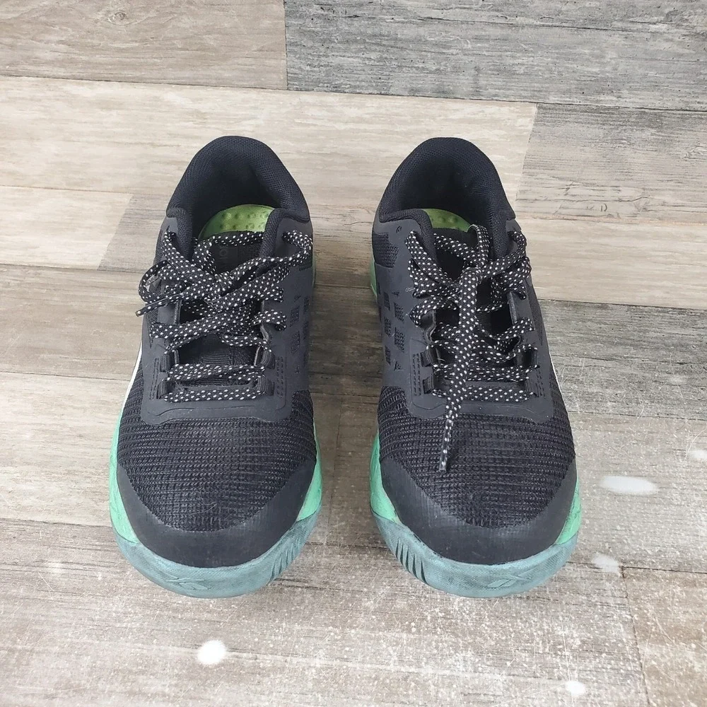 Reebok Nanoflex TR Work Womens Shoes Sz 5 W Black Seafoam Green Composite Toe